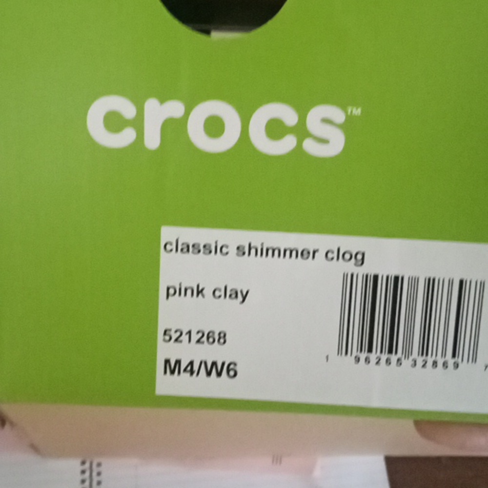 Pink clay sparkle crocs